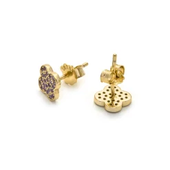 Pendientes de Plata de Ley 925 y Circonita Amatista acabado en oro amarillo 18k - Alsion