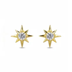 Pendientes de Plata de Ley 925 con Circonita Brillante acabados en oro amarillo 18K - Lialt