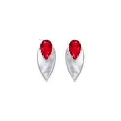 Pendientes de Plata de Ley 925 y Cuarzo Hidrotermal Cereza acabado rodio - Grywi