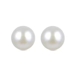 Pendientes de Plata de Ley 925 de 8mm con Perla Blanca acabados en rodio - Básico
