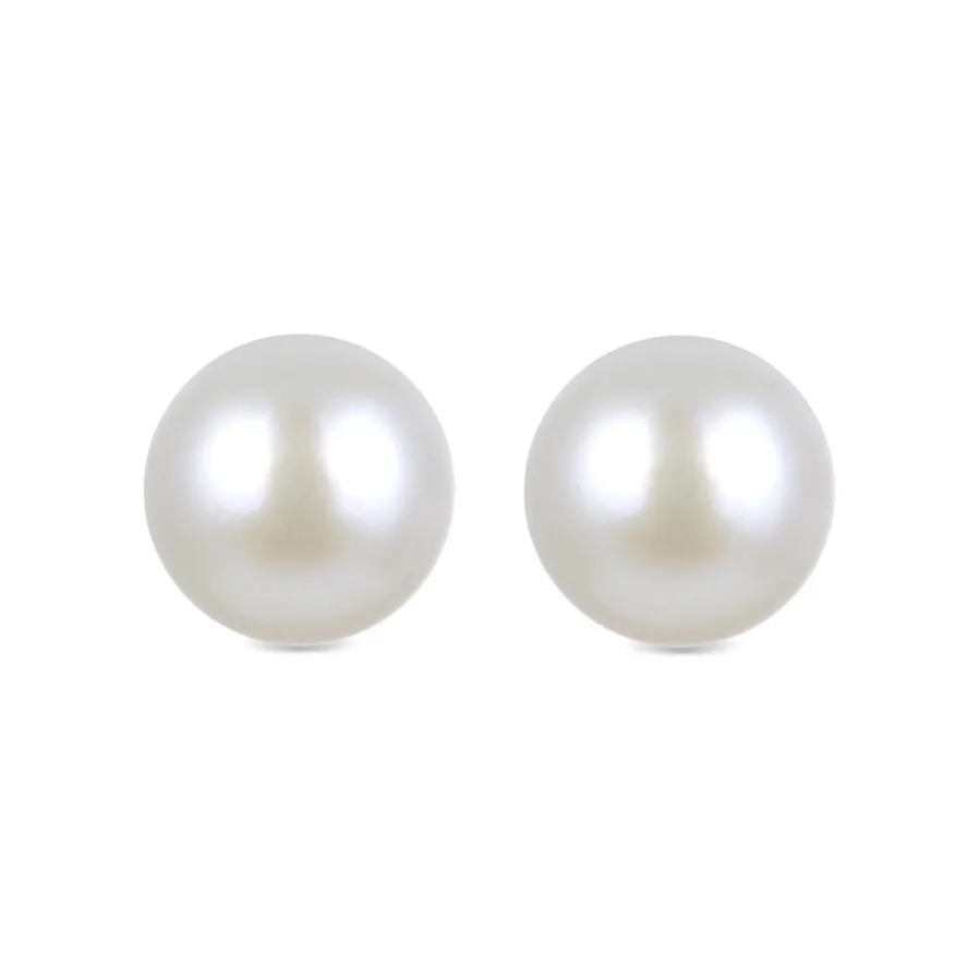 Pendientes de Plata de Ley 925 de 8mm con Perla Blanca acabados en rodio - Básico