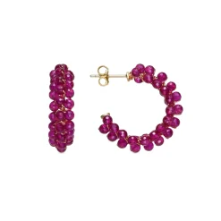 Pendientes de Plata de Ley 925 y Cristal Rosa acabado oro 18k - Siran