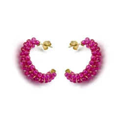 Pendientes de Plata de Ley 925 y Cristal Rosa acabado oro 18k - Siran