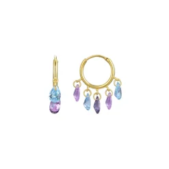 Pendientes de Plata de Ley 925 con Circonita Multicolor acabados en oro amarillo 18K - Onxo