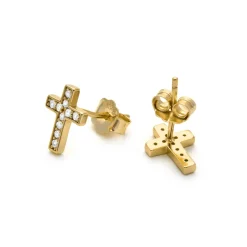 Pendientes de Plata de Ley 925 y Circonita Brillante acabado en oro amarillo 18k - Yide