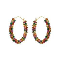 Pendientes de Plata de Ley 925 y Turmalina Multicolor acabado en oro amarillo 18k - Rend