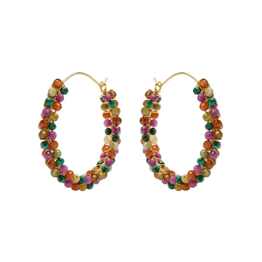 Pendientes de Plata de Ley 925 y Turmalina Multicolor acabado en oro amarillo 18k - Rend
