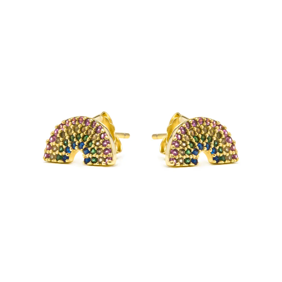 Pendientes de Plata de Ley 925 y Circonita Multicolor acabado en oro amarillo 18k - Nivart