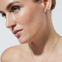 Pendientes de Plata de Ley 925 y Circonita Multicolor acabado en oro amarillo 18k - Nivart