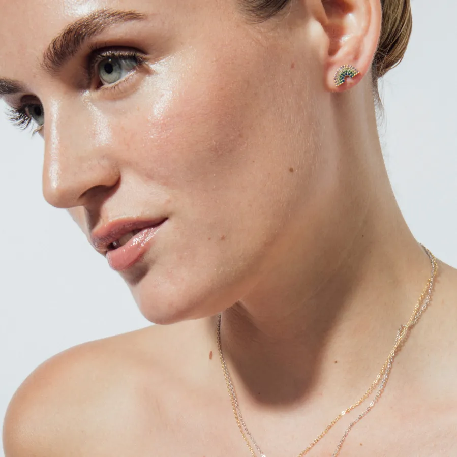 Pendientes de Plata de Ley 925 y Circonita Multicolor acabado en oro amarillo 18k - Nivart