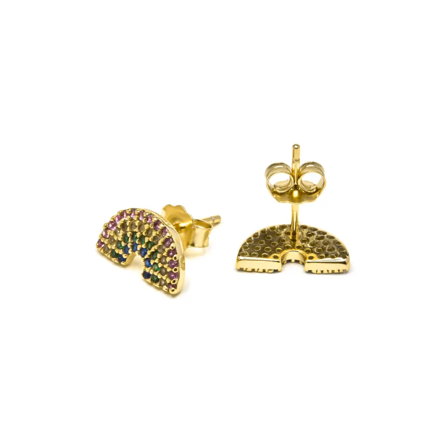 Pendientes de Plata de Ley 925 y Circonita Multicolor acabado en oro amarillo 18k - Nivart