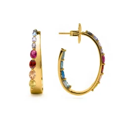 Pendientes de Plata de Ley 925 y Circonita Multicolor acabado en oro amarillo 18k - Maskai