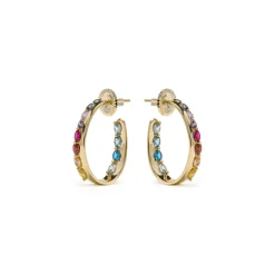 Pendientes de Plata de Ley 925 y Circonita Multicolor acabado en oro amarillo 18k - Maskai