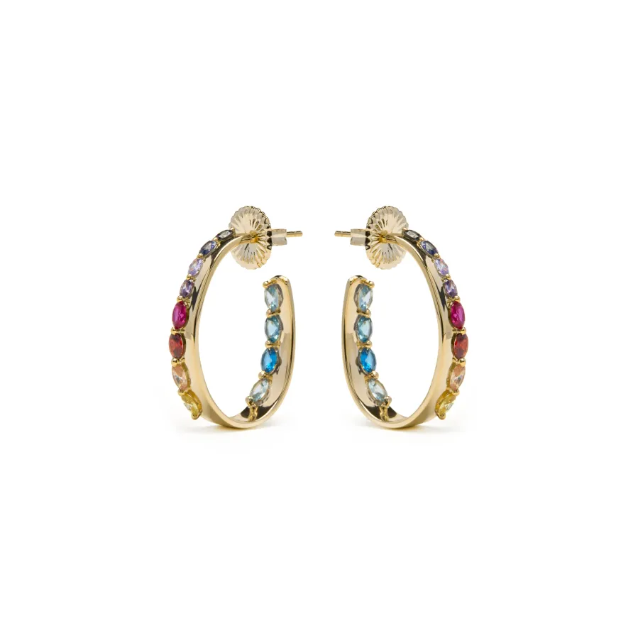 Pendientes de Plata de Ley 925 y Circonita Multicolor acabado en oro amarillo 18k - Maskai