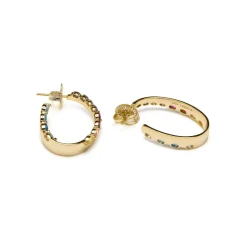 Pendientes de Plata de Ley 925 y Circonita Multicolor acabado en oro amarillo 18k - Maskai