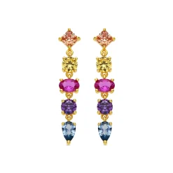 Pendientes de Plata de Ley 925 y Circonita Multicolor acabado oro 18k - Narxo