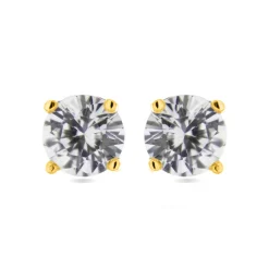 Pendientes De Plata De Ley 925 con Circonita Brillante acabado oro 18k - Básico