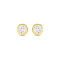 Pendientes de Plata de Ley 925 con Circonita Brillante acabados oro amarillo 18K - Imrak