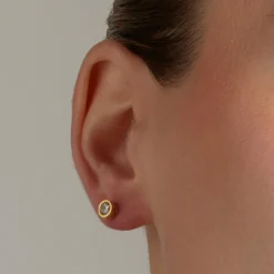 Pendientes de Plata de Ley 925 con Circonita Brillante acabados oro amarillo 18K - Imrak