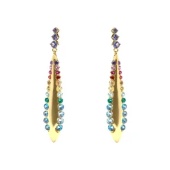 Pendientes de Plata de Ley 925 y Circonita Multicolor acabado en oro amarillo 18k - Monrew