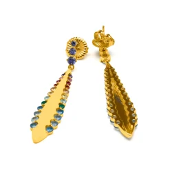 Pendientes de Plata de Ley 925 y Circonita Multicolor acabado en oro amarillo 18k - Monrew