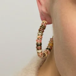 Pendientes de Plata de Ley 925 y Agata Multicolor acabado oro amarillo de 18k Umex