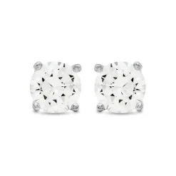 Pendientes de plata de ley 925de 6mm con Circonita acabados en rodio - Básico