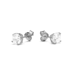 Pendientes de plata de ley 925de 6mm con Circonita acabados en rodio - Básico