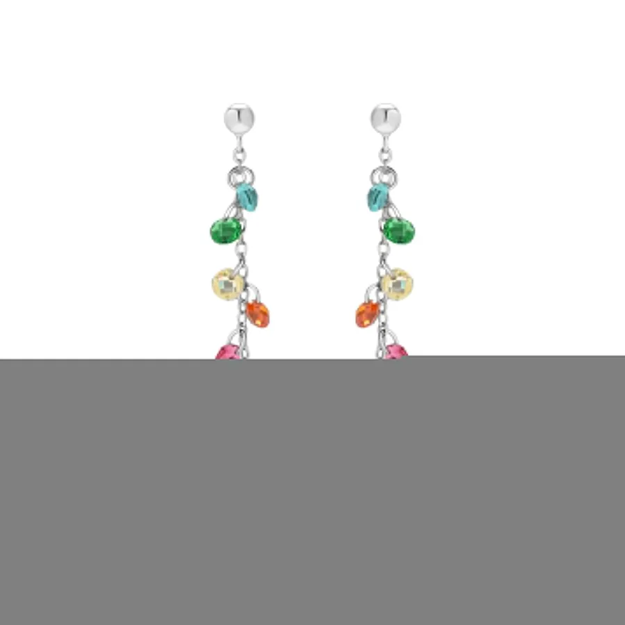 Pendientes de Plata de Ley 925 y Circonita Multicolor acabado en rodio - Diham