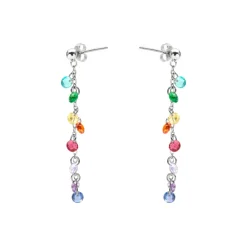 Pendientes de Plata de Ley 925 y Circonita Multicolor acabado en rodio - Diham