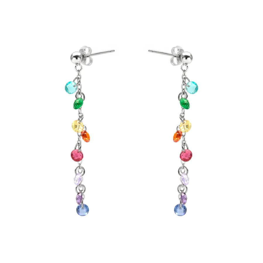 Pendientes de Plata de Ley 925 y Circonita Multicolor acabado en rodio - Diham