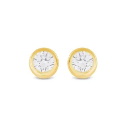 Pendientes de Plata de Ley 925 con Circonita Brillante acabados oro amarillo 18K - Imrak
