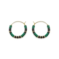 Pendientes de Plata de Ley 925 y Malaquita acabado oro 18k - Ilmina