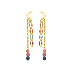 Pendientes de Plata de Ley 925 y Cristal Multicolor acabado oro 18k - Liesi