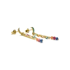 Pendientes de Plata de Ley 925 y Cristal Multicolor acabado oro 18k - Liesi