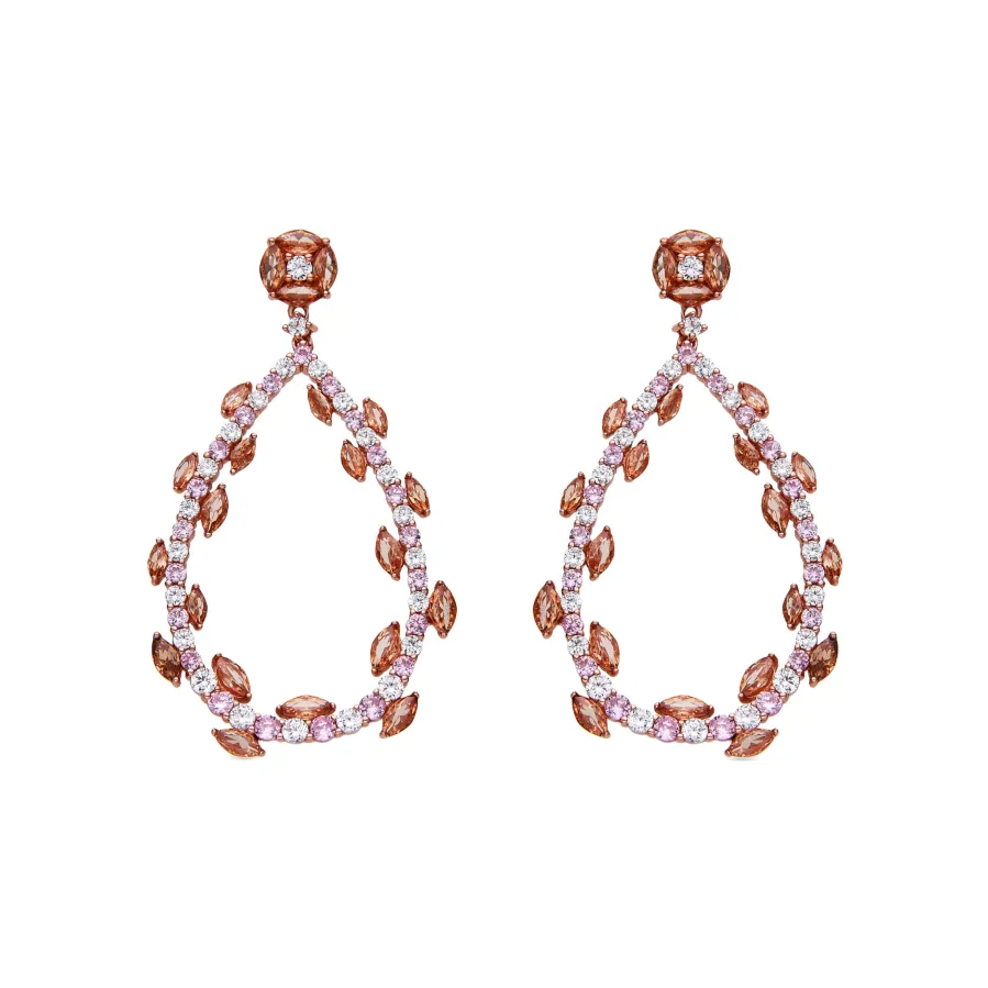 Pendientes de Plata de Ley 925 y Circonita Multicolor Acabado En Oro Rosa 18K - Wade