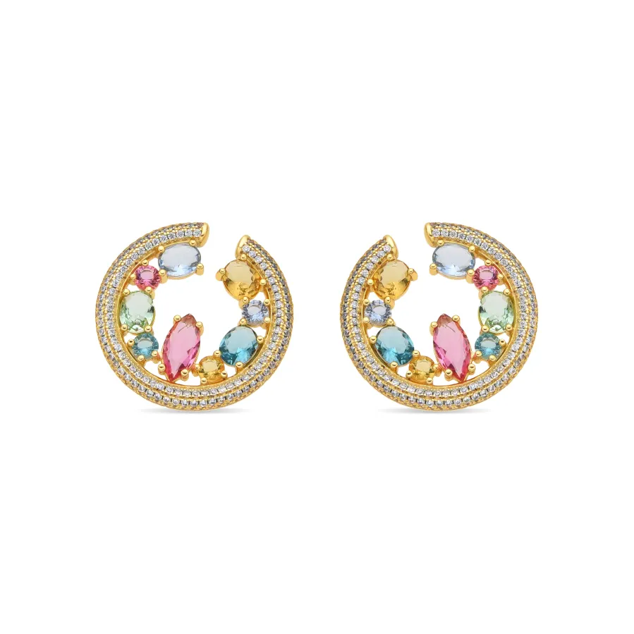 Pendientes de Plata de Ley 925 y Circonita Multicolor acabado oro amarillo de 18k - Sab