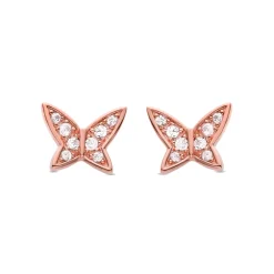 Pendientes de Plata de Ley 925 con Circonita Brillante acabados en oro rosa 18K - Mariposa