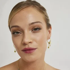 Pendientes de Plata de Ley 925 con Cristal Multicolor acabados en oro amarillo 18K - Mariposa