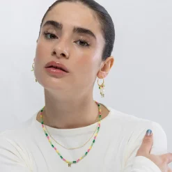 Pendientes de Plata de Ley 925 con Cristal Multicolor acabados en oro amarillo 18K - Mariposa