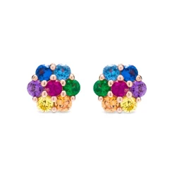 Pendientes de Plata de Ley 925 con Circonita Multicolor acabados en oro rosa 18K - Laken