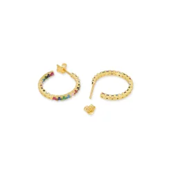Pendientes de Plata de Ley 925 con Circonita Multicolor acabados en oro amarillo 18K - Azarlo