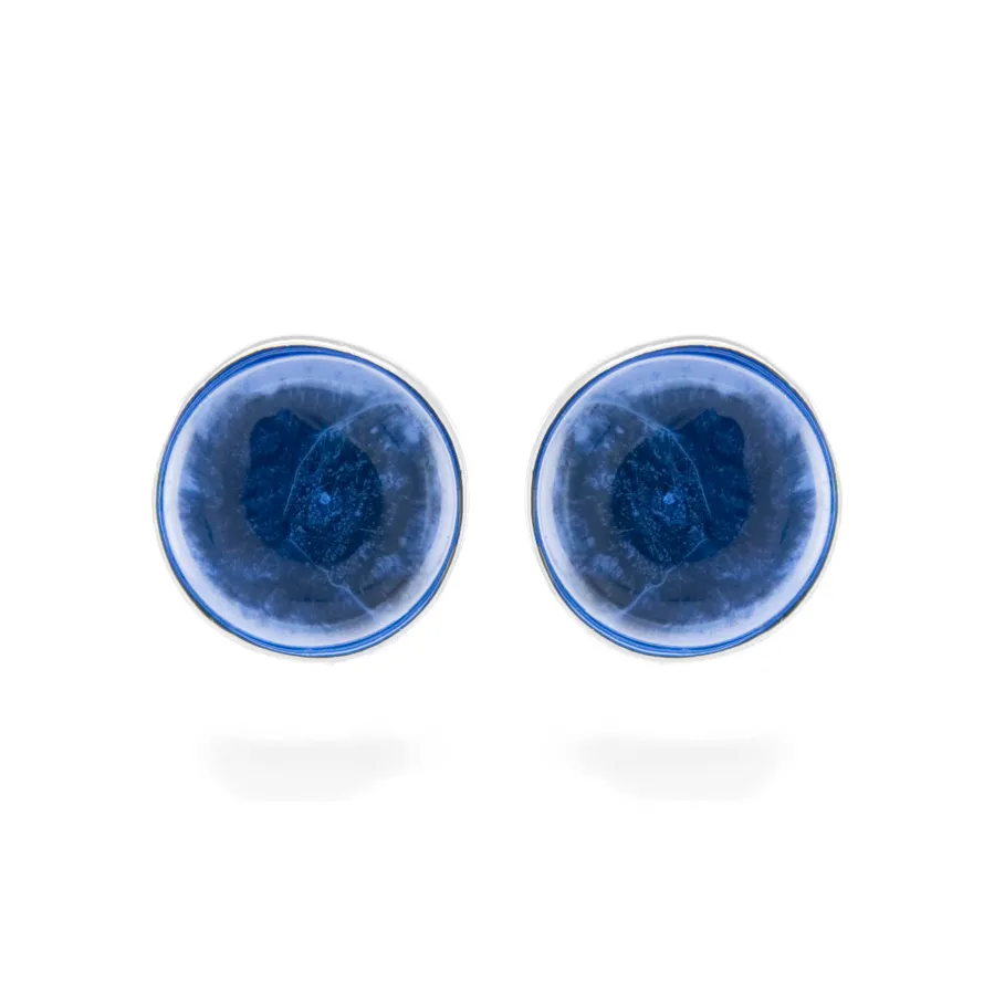 Pendientes de Plata de Ley 925 con Cuarzo Hidrotermal Lapislazuli acabados en rodio - Essential