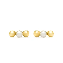 Pendientes de Plata de Ley 925 y Perla Blanca acabado en oro amarillo 18k - Zalex