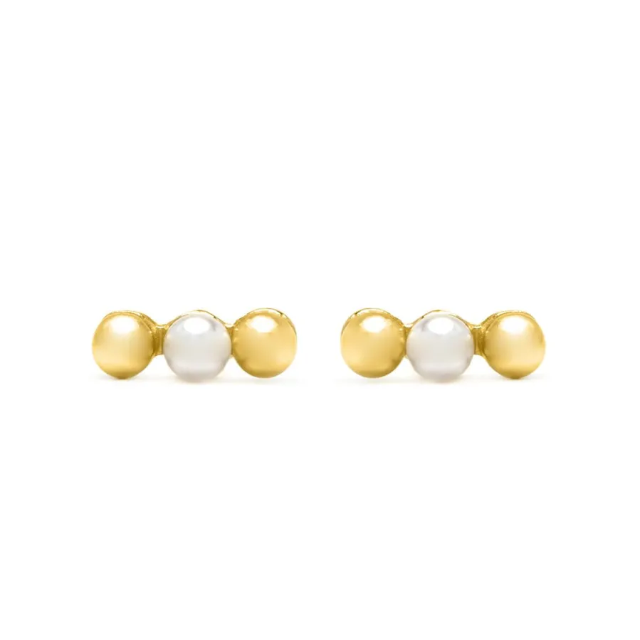 Pendientes de Plata de Ley 925 y Perla Blanca acabado en oro amarillo 18k - Zalex