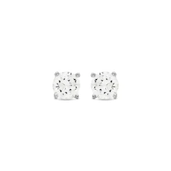 Pendientes De Plata De Ley 925 con Circonita Brillante acabado rodio - Básico