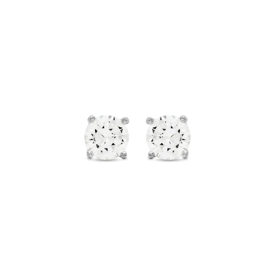 Pendientes De Plata De Ley 925 con Circonita Brillante acabado rodio - Básico