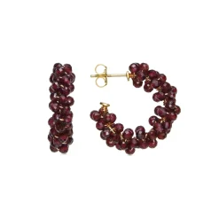 Pendientes de Plata de Ley 925 y Cristal Granate acabado oro 18k - Silka