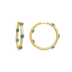 Pendientes de Plata de Ley 925 y Turquesa acabado oro amarillo de 18k Grukma