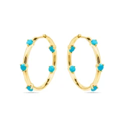 Pendientes de Plata de Ley 925 y Turquesa acabado oro amarillo de 18k Grukma